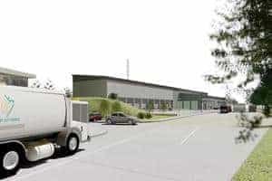An artist's impression of the proposed gasification and MBT plant at Sinfin Lane, Derby